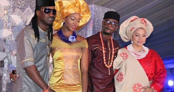 paul and peter okoye with their wives,p square,jude okoye